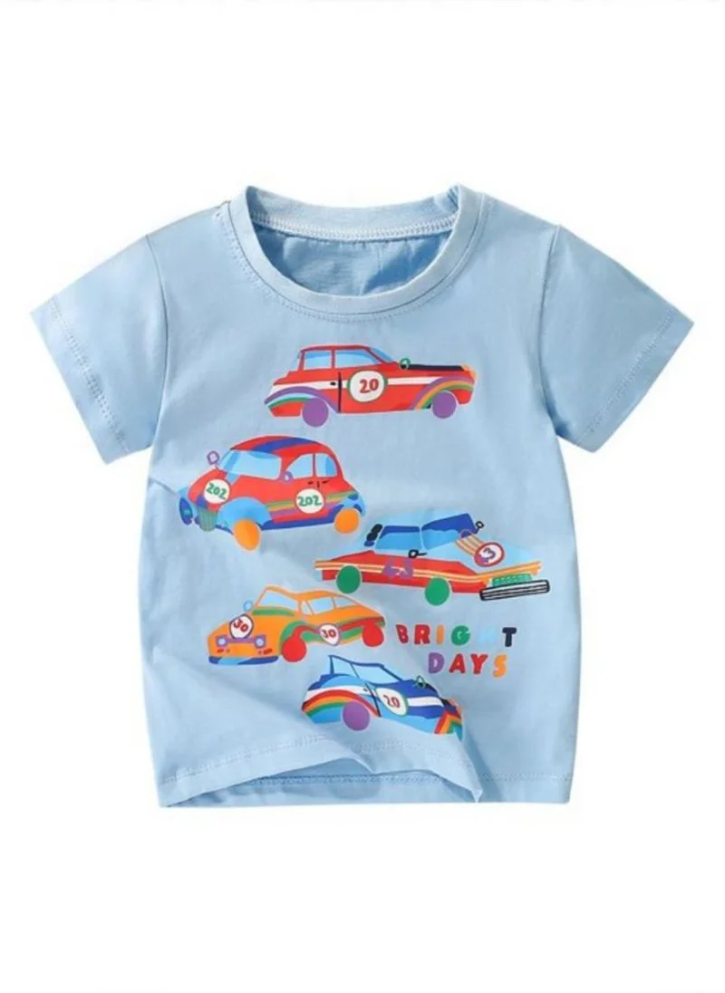 يونيكي Blue Graphic Printed Round Neck Cotton T-shirt
