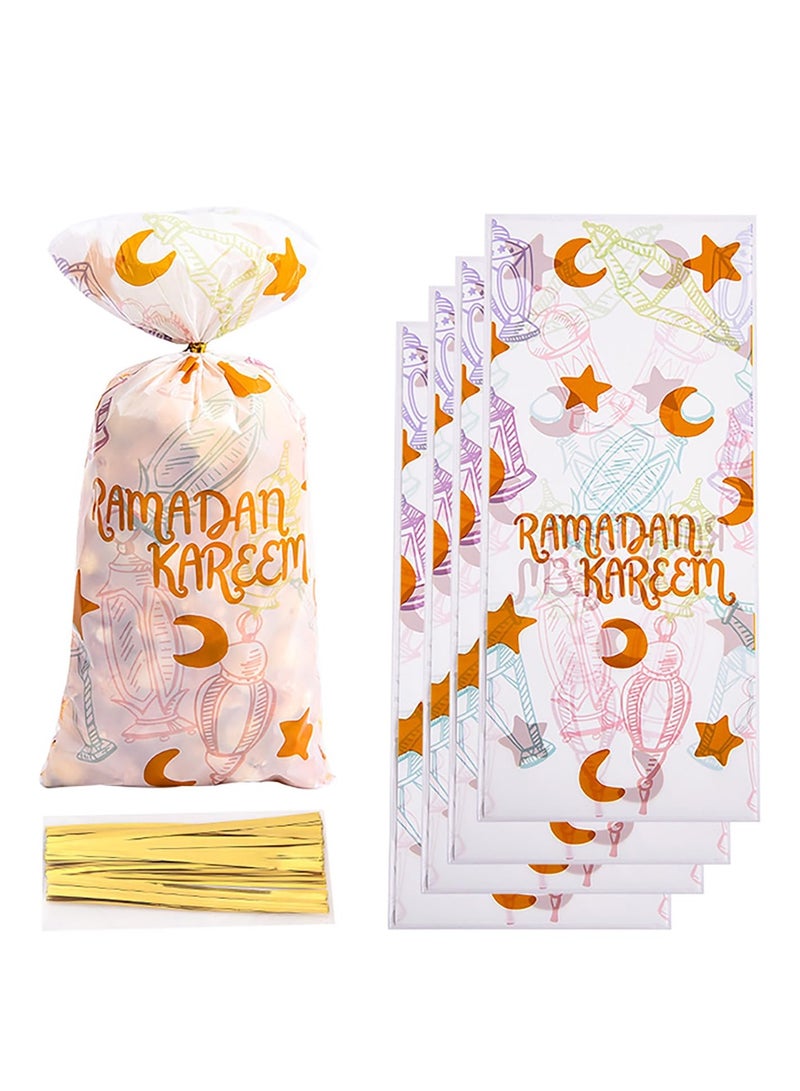100 Pcs Ramadan Eid Goodie Bags, Ramadan and Eid Mubarak Gift Bags, Ramadan Kareem Eid Mubarak Decoration for Home Islamic Muslim Party Favor Supplies (Style3) - Image 1