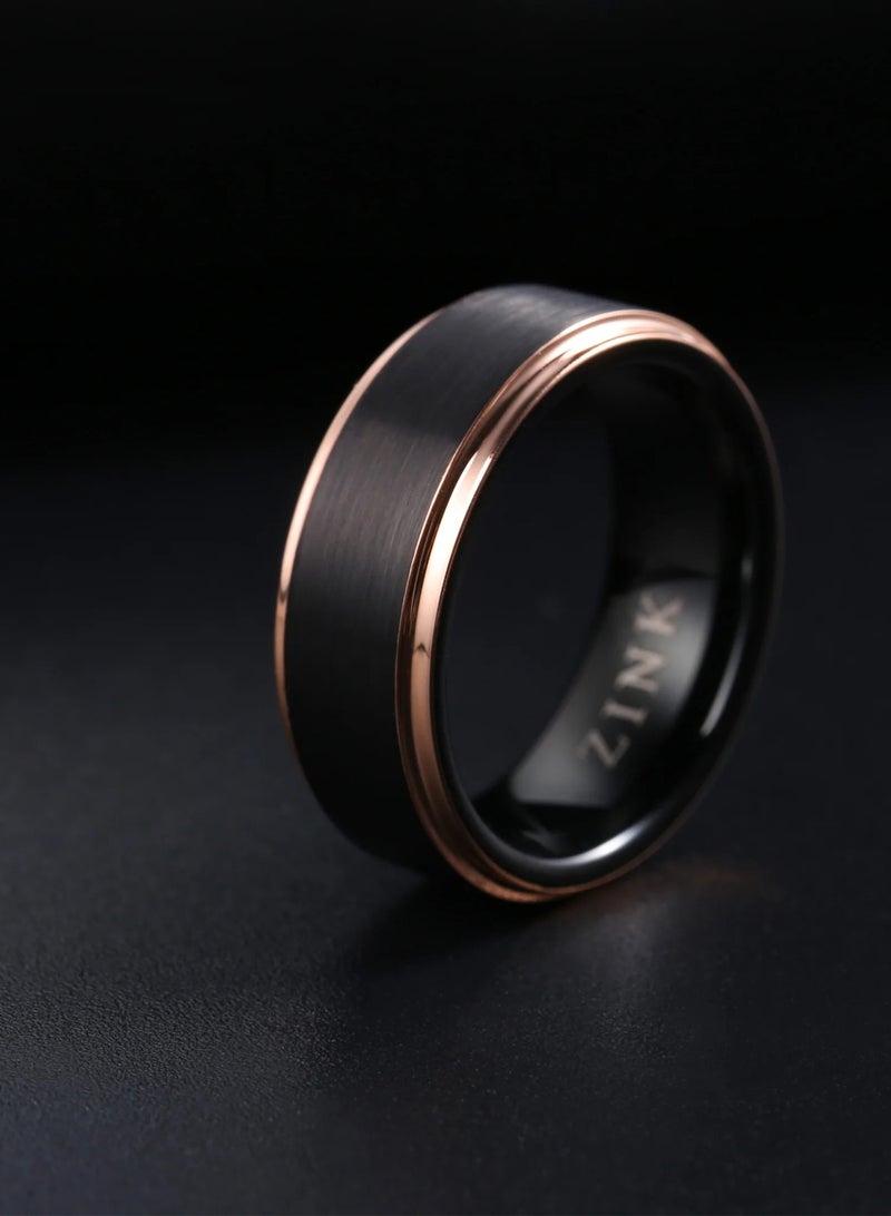زنك خاتم زينك الرجالي بالروز جولد والأسود | ZJRG030TB - Image 3