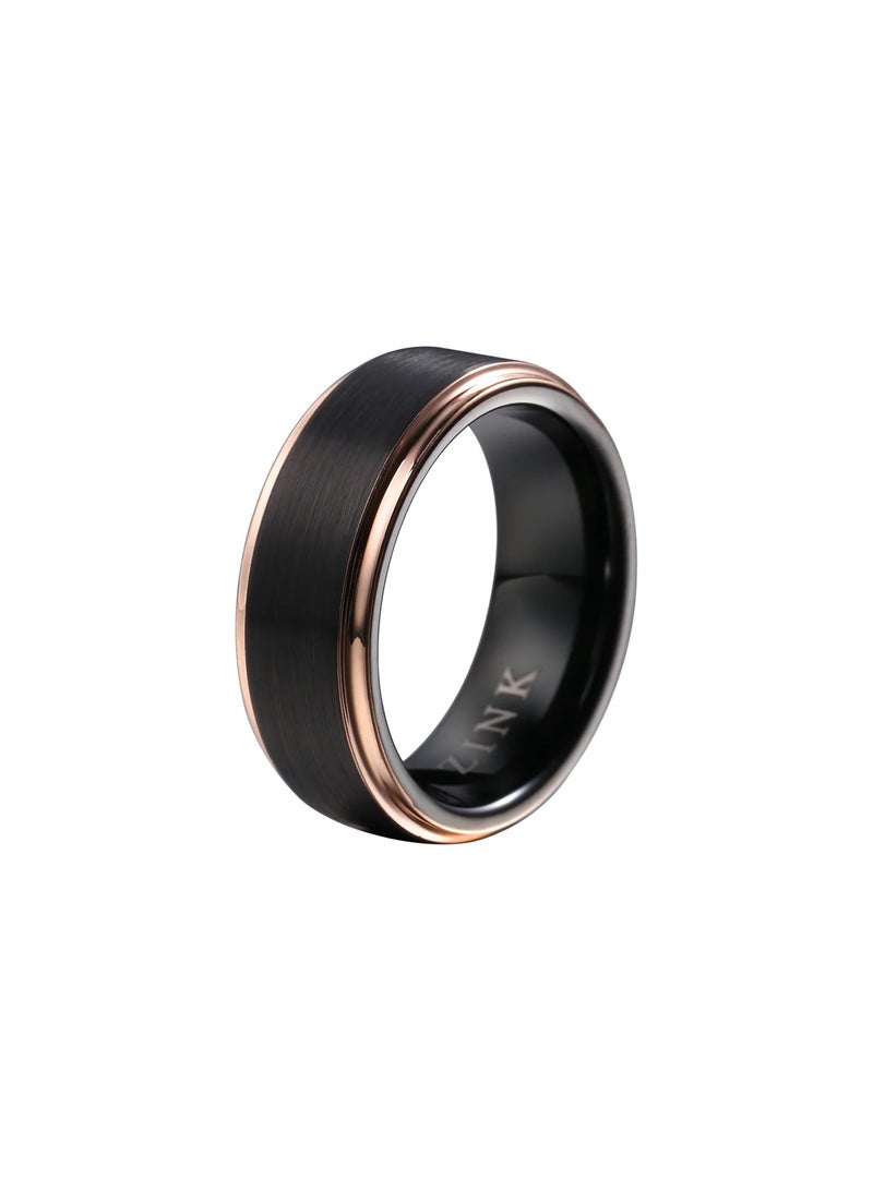 زنك خاتم زينك الرجالي بالروز جولد والأسود | ZJRG030TB - Image 1