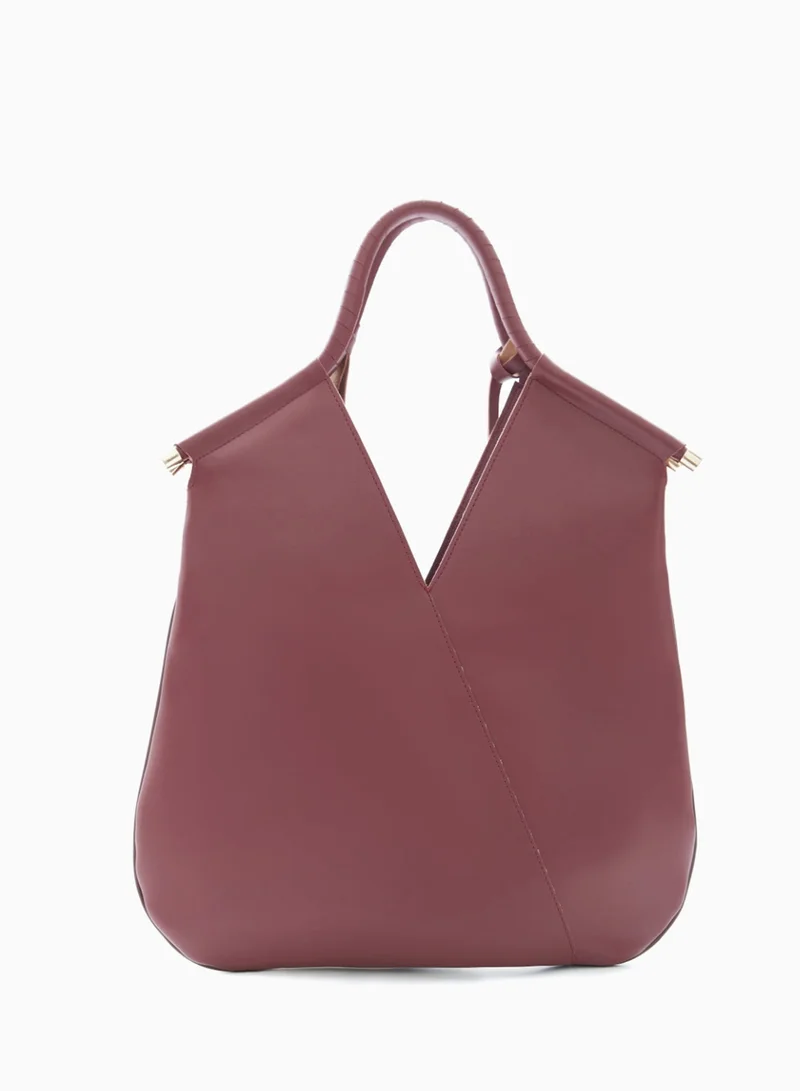 Wecre8 Maroon V-Cut Tote Bag