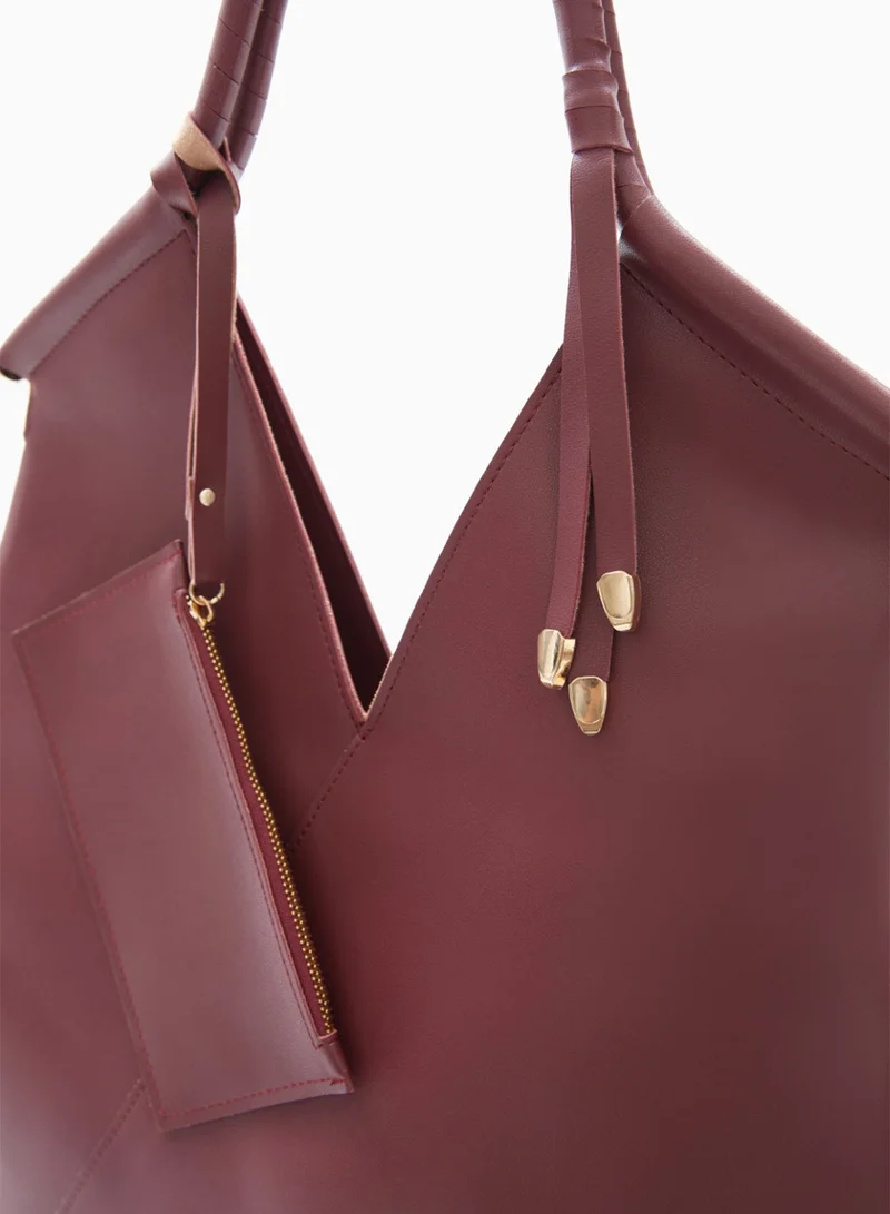 Wecre8 Maroon V-Cut Tote Bag