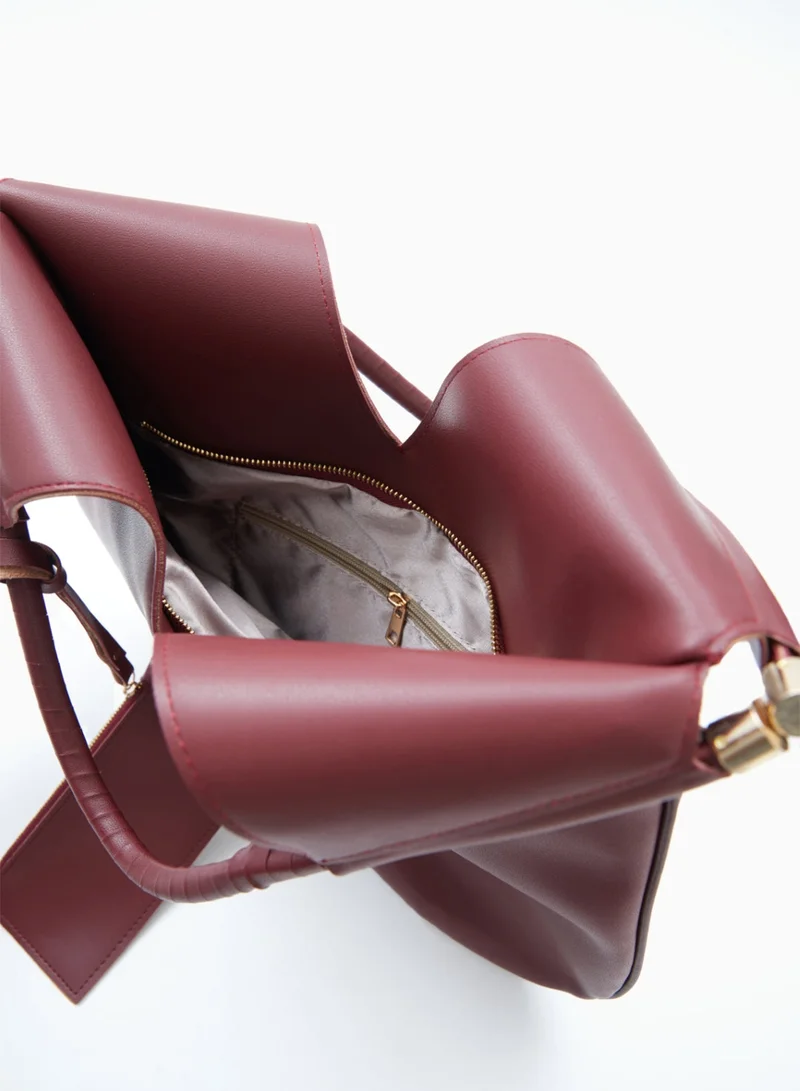 Wecre8 Maroon V-Cut Tote Bag