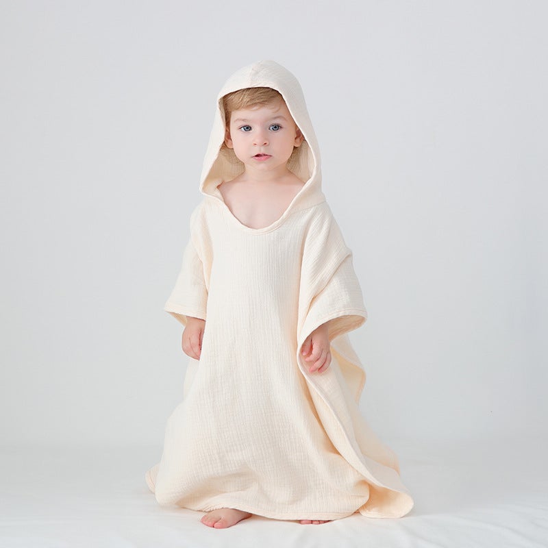 Cotton Gauze Hooded Cloak Bath Towel Swimming Wearable Absorbent Hooded Bathrobe Children'S Beach Towel Bath Wrap Towel - Image 2