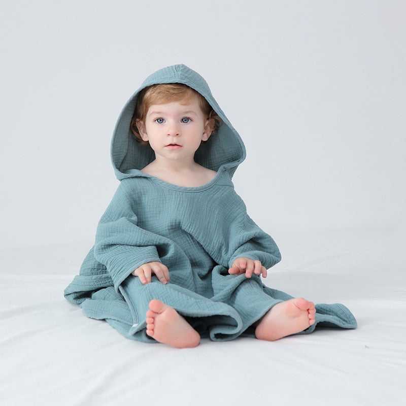 Cotton Gauze Hooded Cloak Bath Towel Swimming Wearable Absorbent Hooded Bathrobe Children'S Beach Towel Bath Wrap Towel - Image 4
