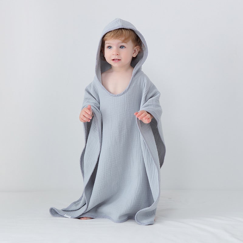 Cotton Gauze Hooded Cloak Bath Towel Swimming Wearable Absorbent Hooded Bathrobe Children'S Beach Towel Bath Wrap Towel - Image 1
