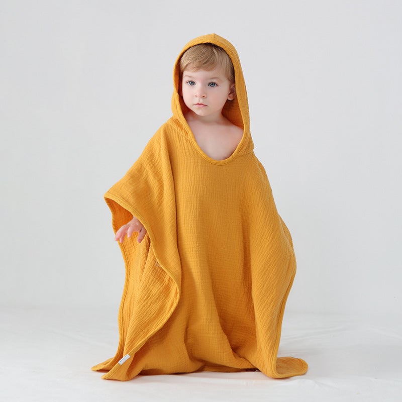 Cotton Gauze Hooded Cloak Bath Towel Swimming Wearable Absorbent Hooded Bathrobe Children'S Beach Towel Bath Wrap Towel - Image 5