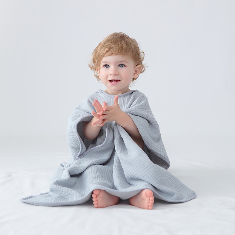 Cotton Gauze Hooded Cloak Bath Towel Swimming Wearable Absorbent Hooded Bathrobe Children'S Beach Towel Bath Wrap Towel - Image 3