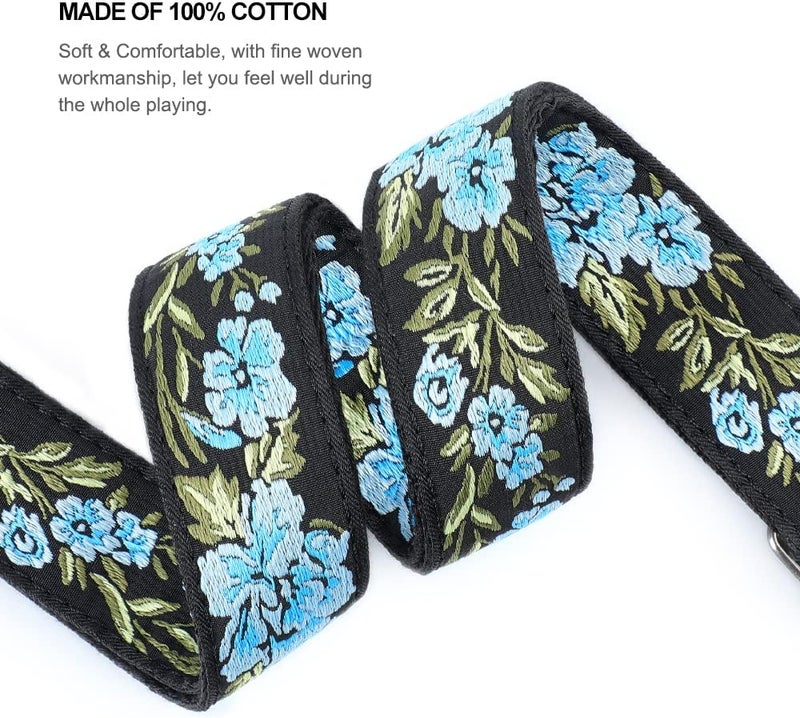 EYESHOT Ukulele Strap, Hawaiian Jacquard Spring Flower Ukelele Shoulder Strap, Suitable for Soprano Concert Tenor Baritone String Instruments - Image 3
