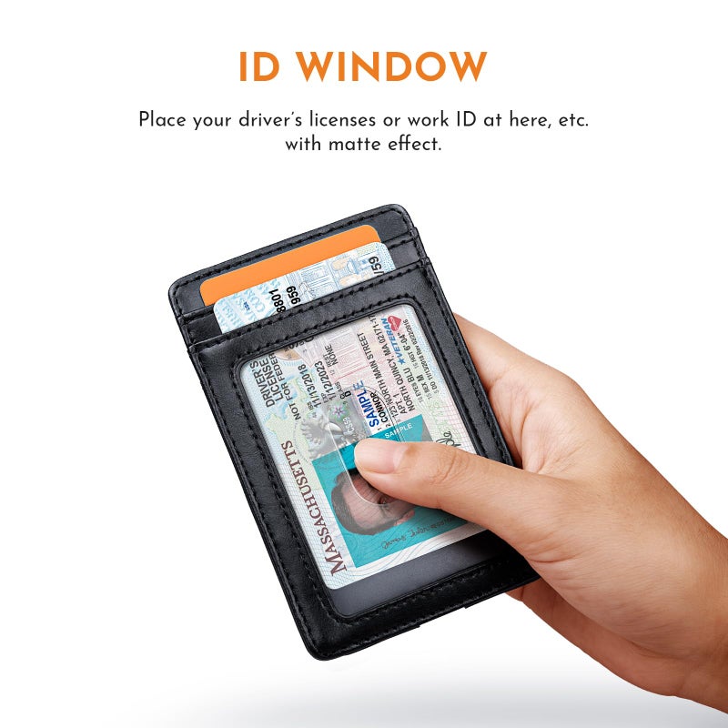 Buffway محفظة بوفواي للرجال نحيفة، محفظة جلدية رقيقة لحمل بطاقات الائتمان مع حماية من RFID للسفر والعمل - أسود سياتل - Image 4