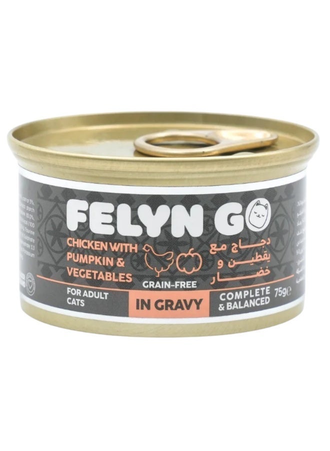 Felyn Go C&B Chicken with Pumpkin & Vegetables in Gravy – Complete Wet Cat Food 6 x 75g - Image 1