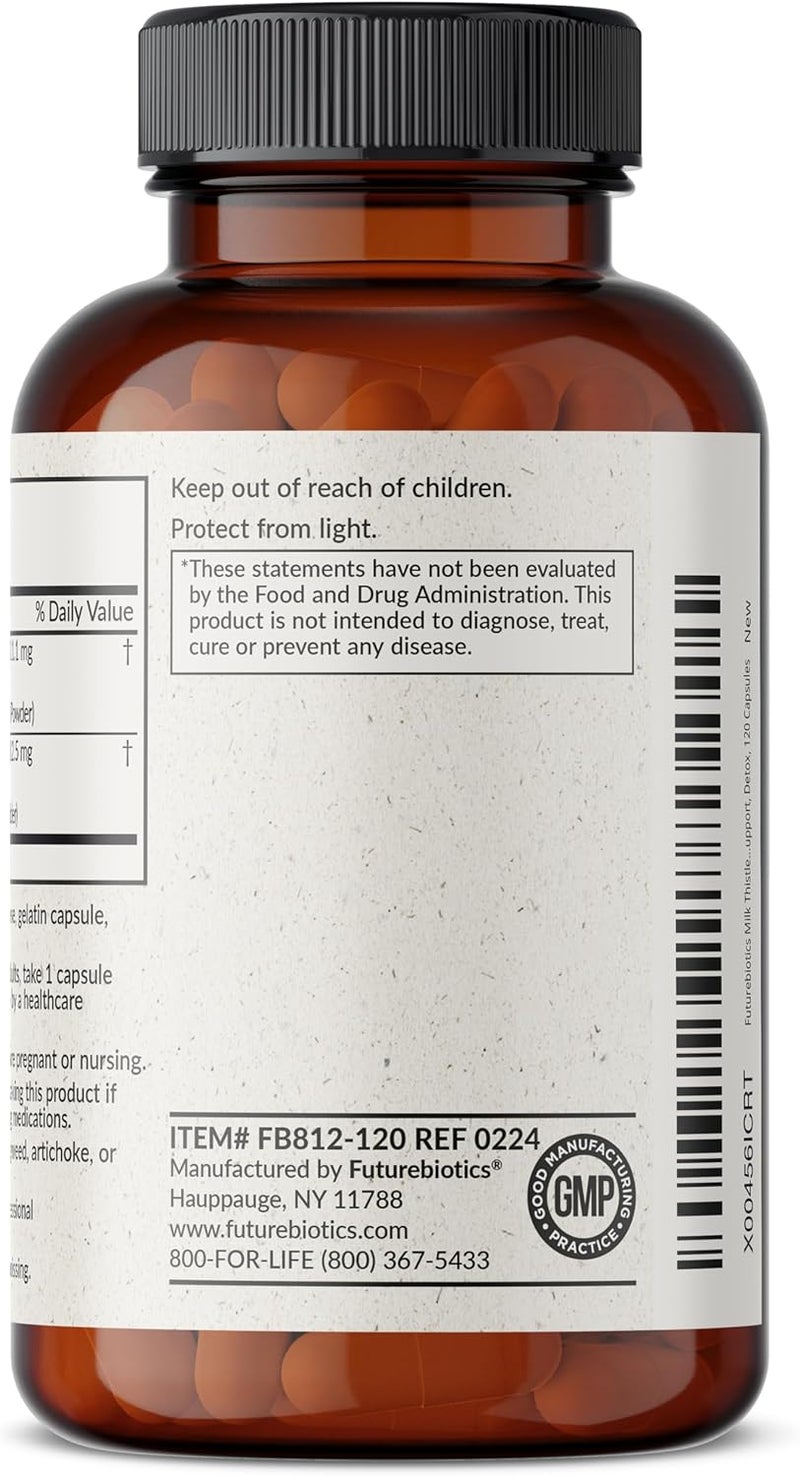 Futurebiotics فيتشر بايوتيكس حليب الشوك سيليمارين ماريانوم جذر الهندباء دعم صحة الكبد دعم مضادات الأكسدة ديتوكس 120 كبسولة - Image 5