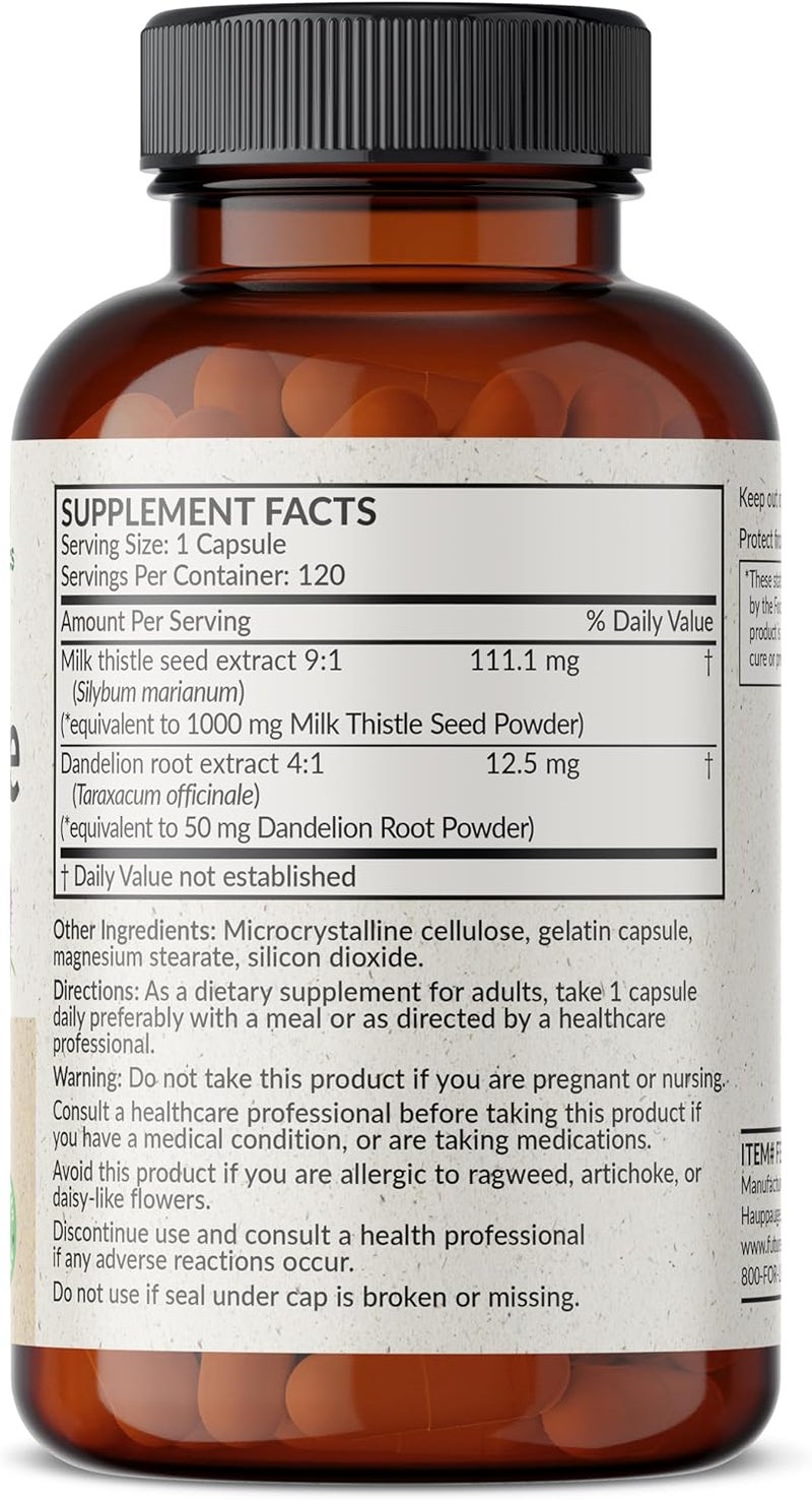 Futurebiotics فيتشر بايوتيكس حليب الشوك سيليمارين ماريانوم جذر الهندباء دعم صحة الكبد دعم مضادات الأكسدة ديتوكس 120 كبسولة - Image 2