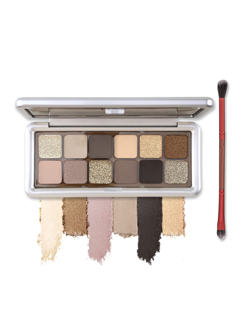 SYOSI Highly Pigmented Eye Makeup Palette, 12 Colors Matte Shimmer Metallic Eyeshadow Pallet, Blendable Natural Colors Make Up Long Lasting Eye Shadows Cosmetics Gift Kit with Brush - Image 1