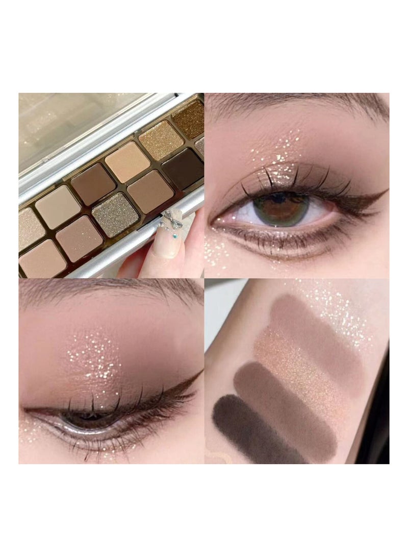 SYOSI Highly Pigmented Eye Makeup Palette, 12 Colors Matte Shimmer Metallic Eyeshadow Pallet, Blendable Natural Colors Make Up Long Lasting Eye Shadows Cosmetics Gift Kit with Brush - Image 2