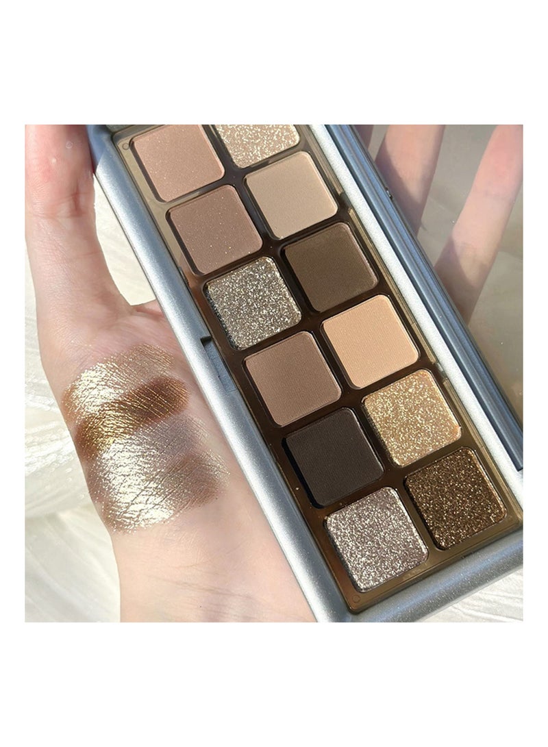 SYOSI Highly Pigmented Eye Makeup Palette, 12 Colors Matte Shimmer Metallic Eyeshadow Pallet, Blendable Natural Colors Make Up Long Lasting Eye Shadows Cosmetics Gift Kit with Brush - Image 4