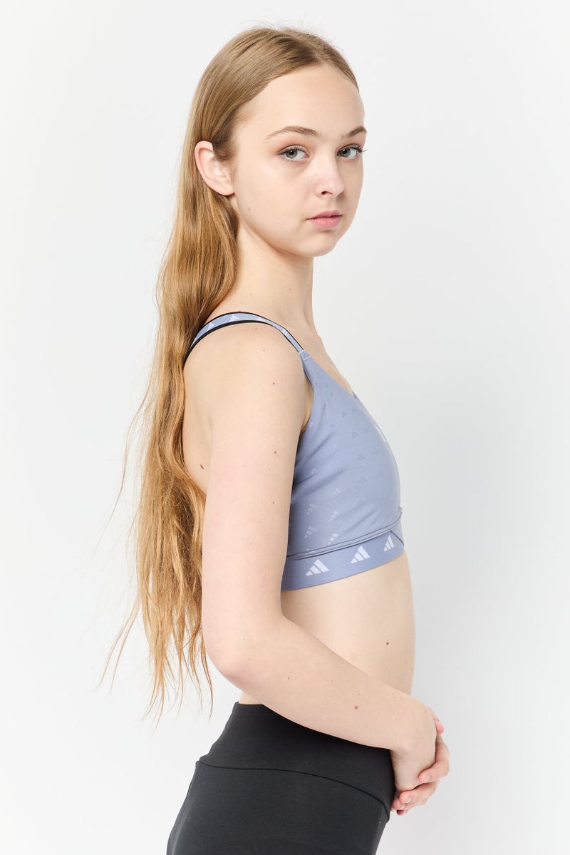 Adidas Women Brand Logo Padded Sports Bra, Purple - Image 3