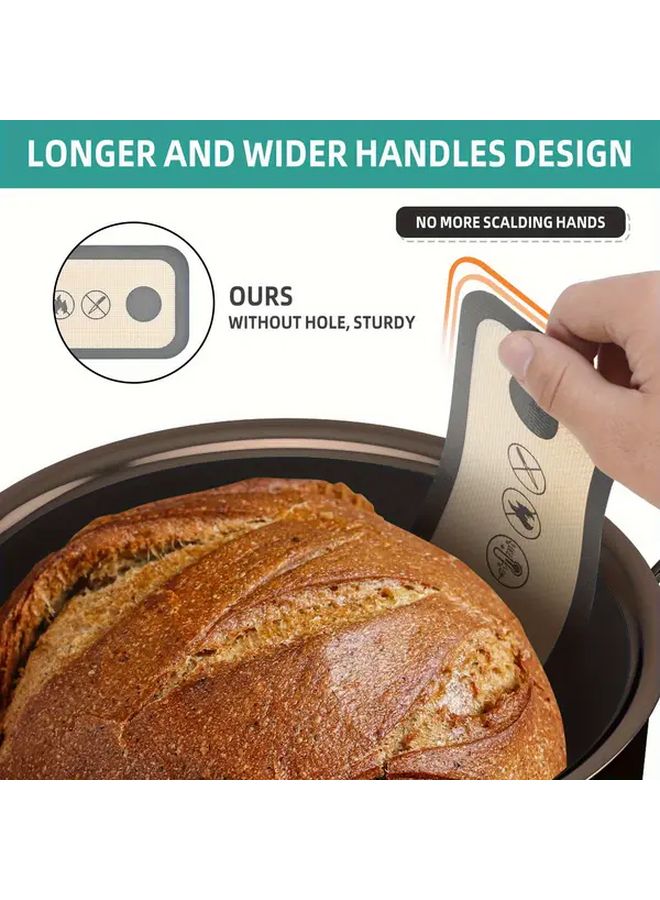 1pc Premium Silicone Bread Sling 8.3 Inch Non Stick Dutch Oven Liner With Handles Heat Resistant Reusable Mat For Sourdough Baking Dough Transfer Food Safe Kitchen Accessory For Holiday Baking - Image 2