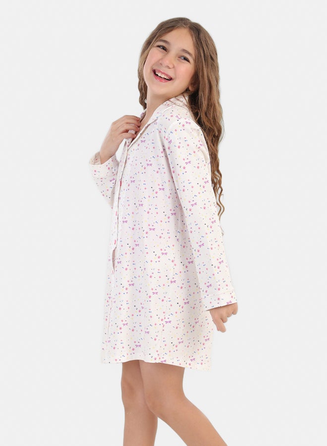 Carina Girly Printed Nightgown + Sleeping Mask - Image 2