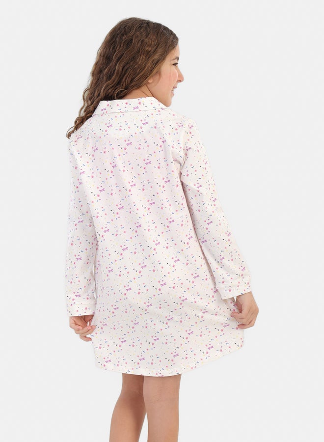 Carina Girly Printed Nightgown + Sleeping Mask - Image 3