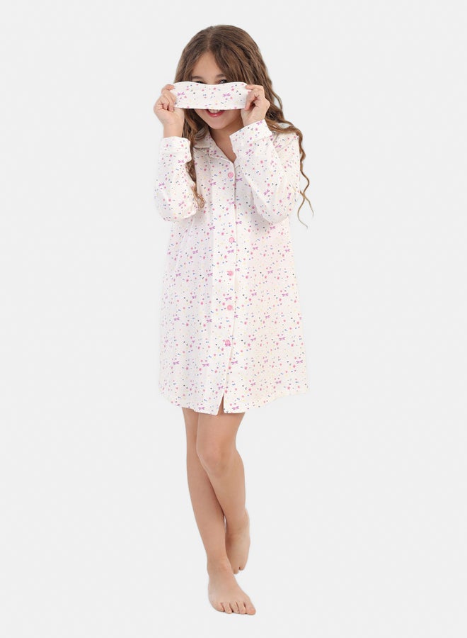 Carina Girly Printed Nightgown + Sleeping Mask - Image 1