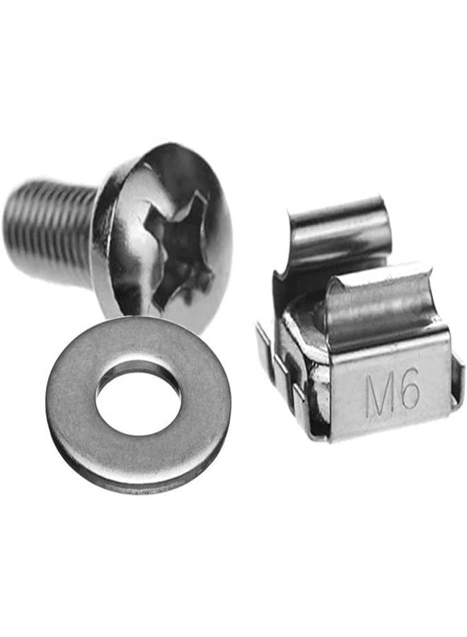 Immech - Server Rack & Cabinet M6 Cage Nuts & Mounting Screws With Washer, Nickel Finish, 40 set - Image 1