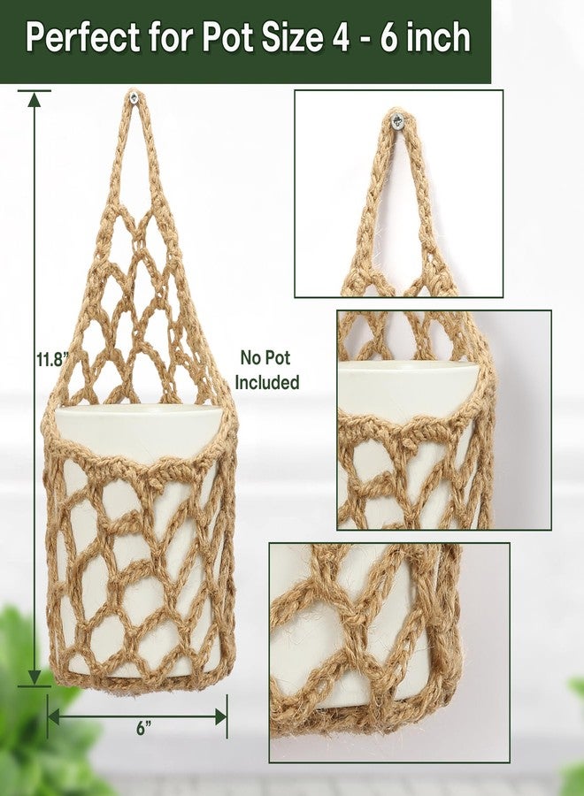 Shineloha 2PK Hanging Planter for 6 Inch Pot, Wall Planters for Indoor Plants | Macrame Plant Hanger, Wall Hanging Decor Pocket Planter for Indoor | NO Plant/Pot Included (Jute, 2PK) - Image 4
