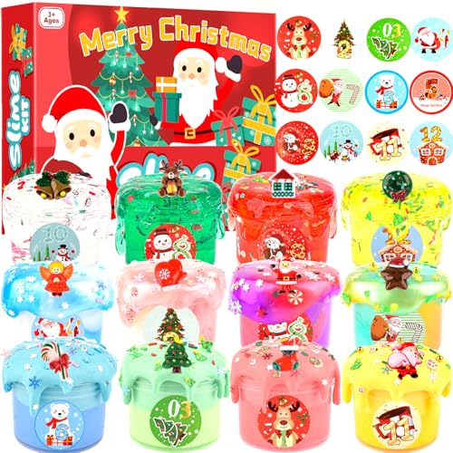 WUJYLY Christmas Slime Butter Galaxy Crystal Slime Kit Christmas Stocking Stuffers Stretchy Soft and Scented Ideal for Slime Party Favors Girls Boys Kids Classroom Rewards - Image 1