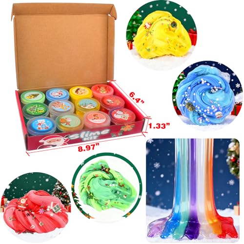 WUJYLY Christmas Slime Butter Galaxy Crystal Slime Kit Christmas Stocking Stuffers Stretchy Soft and Scented Ideal for Slime Party Favors Girls Boys Kids Classroom Rewards - Image 5