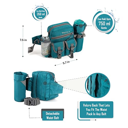 Tripole Polyester Multi-Utility Waist Pack and Sling Bag with Detachable Bottle Holder (Sea Green) - Image 3