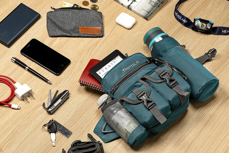 Tripole Polyester Multi-Utility Waist Pack and Sling Bag with Detachable Bottle Holder (Sea Green) - Image 4