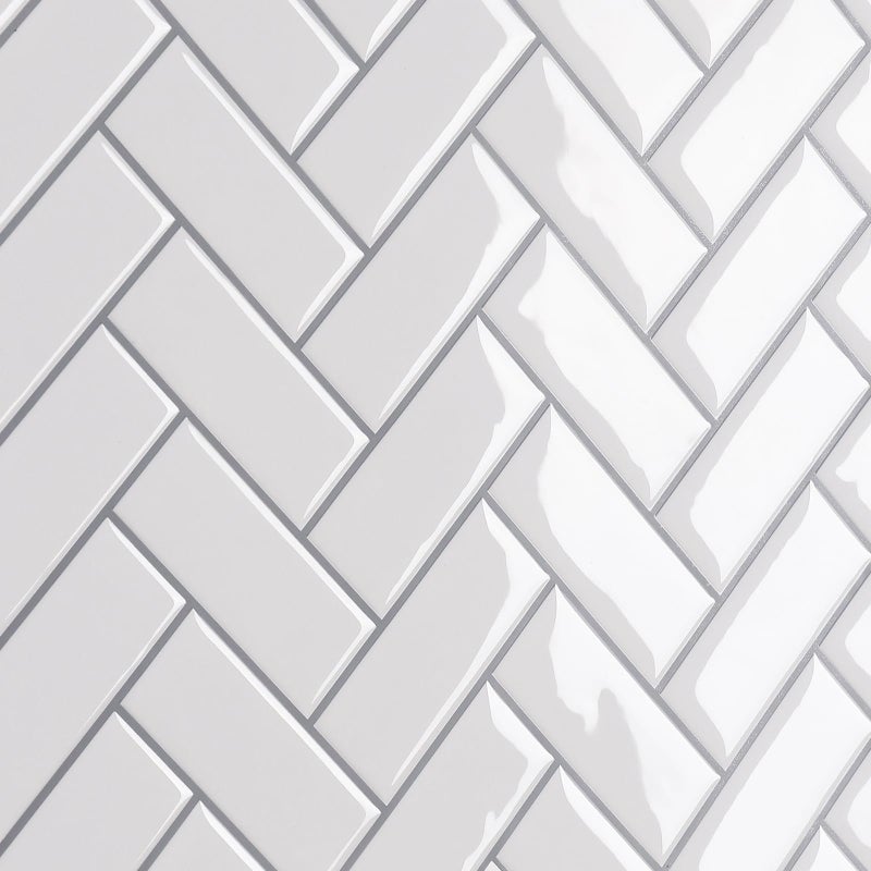 CRE8TIVE 4 Sheets White Herringbone Peel and Stick Backsplash for Kitchen 12"x12" Peel and Stick Tile for Bathroom Tiles Waterproof Self Adhesive Backsplash for Kitchen Laundry Room Shower Wall Decor - Image 1
