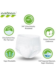 nateen Nateen Hospeen Adult Diapers,Night Incontinence Pants,Medium,Waist Size 60-110cm,80 Count,360 Degree Elastic Waistband,Super Soft Fit.  - Image 3