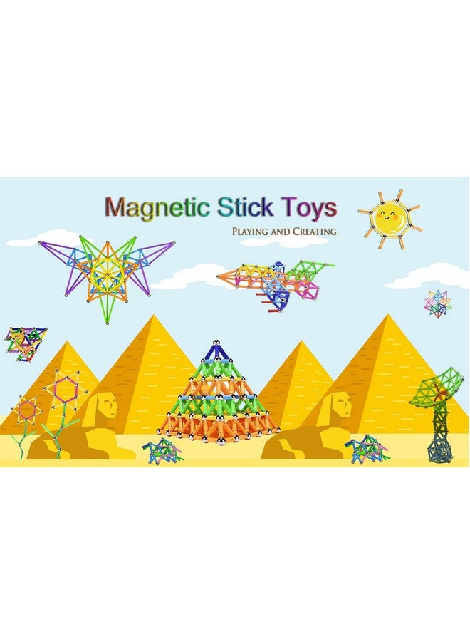 Veatree 160pcs Magnetic Building Blocks Toys, 2.3" Magnetic Sticks and Non-Magnetic Balls Set Magnet Game for Kids and Adult, 3D STEM Building Toys with Storage Bag  - Image 2