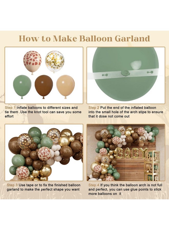 Amandir 137Pcs Woodland Animals Baby Shower Decoration Baby Boxes Sage Green Brown Balloon Garland Arch Kit Woodland Themed Animal Foil Balloons For Neutral Forest Jungle Safari Party Supplies - Image 3