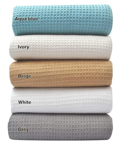 Tex Trend 100% Cotton Blankets King Size – Durable and Versatile Waffle Weave Blankets for Year Round Coziness – Breathable & Lightweight - Ivory (90”x108”) - Image 1