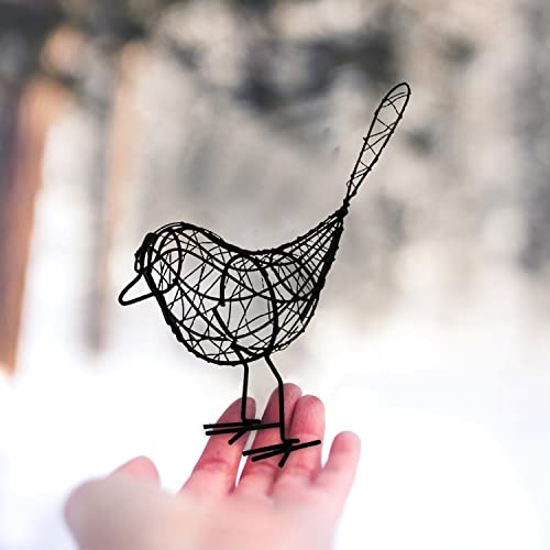 SRJANA Metal Wire Black and White Bird Figurine | Beautiful Home Decor | Sleek and Elegant (Pack of 2, Black and White) - Image 2