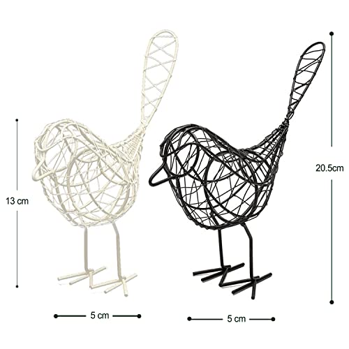 SRJANA Metal Wire Black and White Bird Figurine | Beautiful Home Decor | Sleek and Elegant (Pack of 2, Black and White) - Image 4