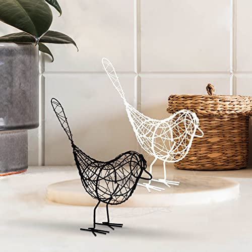 SRJANA Metal Wire Black and White Bird Figurine | Beautiful Home Decor | Sleek and Elegant (Pack of 2, Black and White) - Image 3