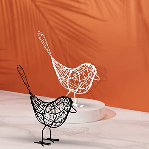 SRJANA Metal Wire Black and White Bird Figurine | Beautiful Home Decor | Sleek and Elegant (Pack of 2, Black and White) - Image 1