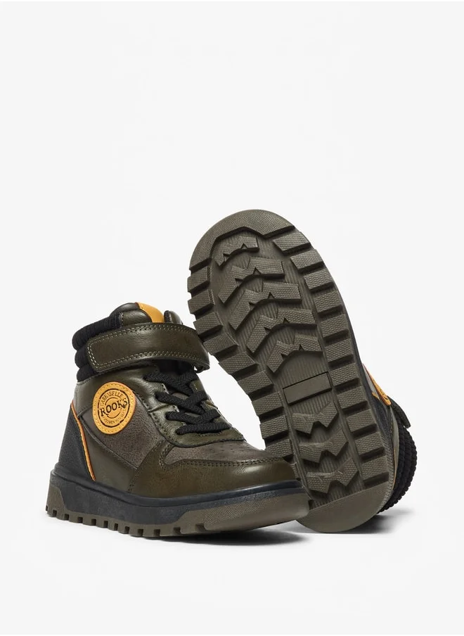 LBL by Shoexpress Boy's Panelled High Cut Boots with Hook and Loop Closure