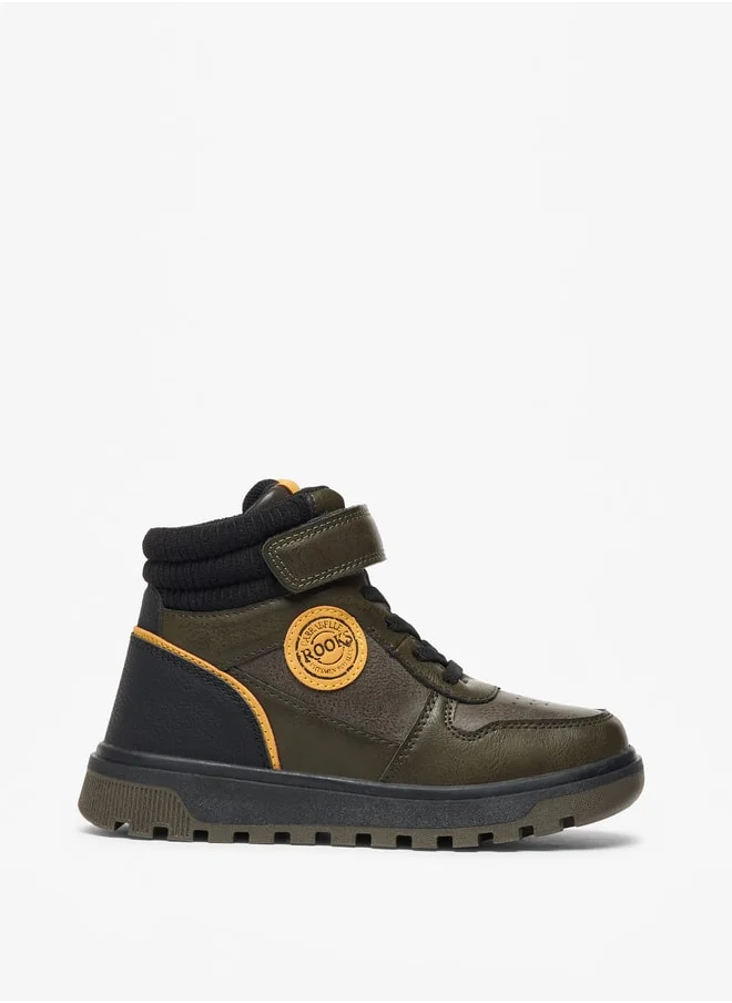 LBL by Shoexpress Boy's Panelled High Cut Boots with Hook and Loop Closure
