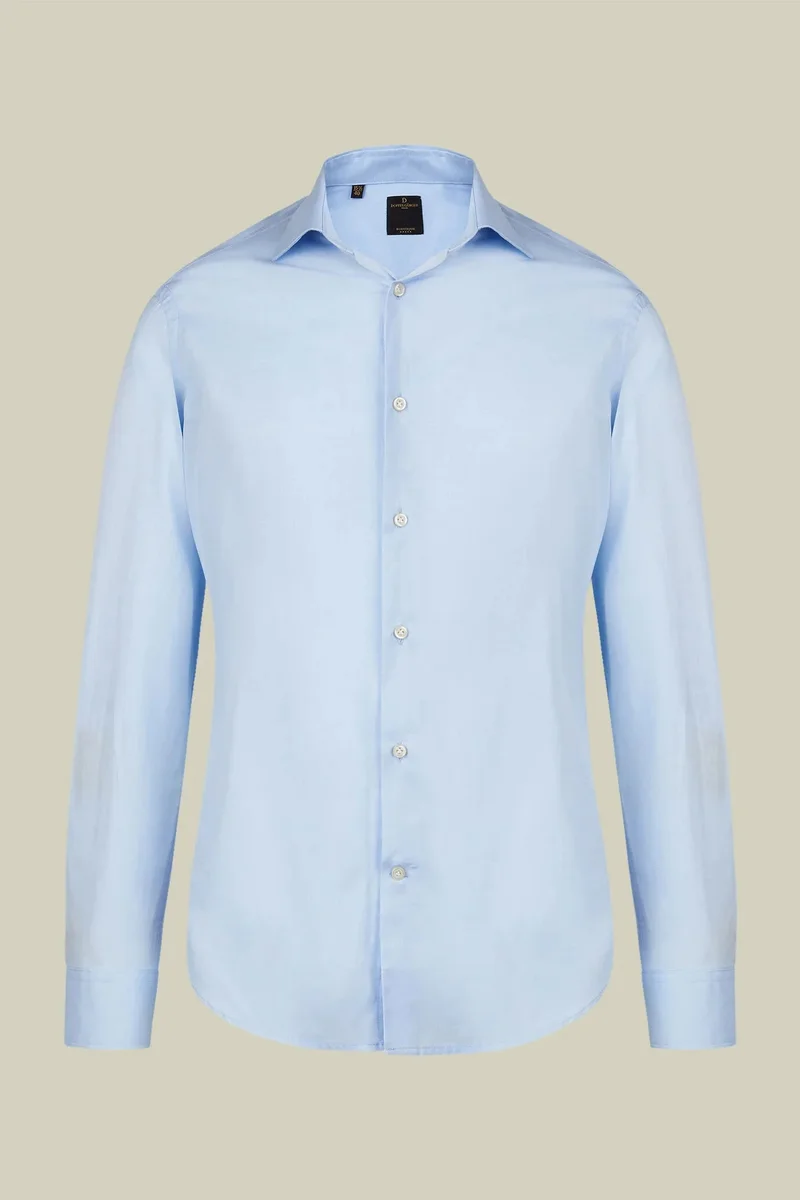 Doppelganger Blue Men's 100% Cotton French collar classic shirt twill construction - Sky for Men | Best Price UAE