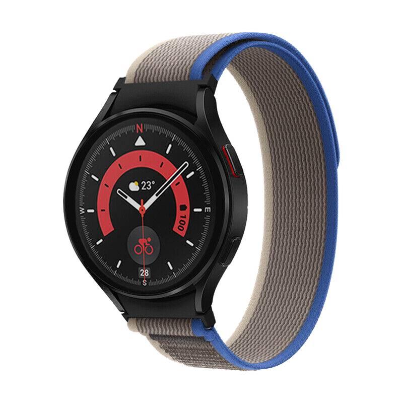 سوار ساعة ذكية سوار نايلون حلقي متوافق مع Samsung Galaxy Watch 5 بملاءمة قابلة للتعديل وحزام بديل باللون بيج قابل للتعديل - Image 4