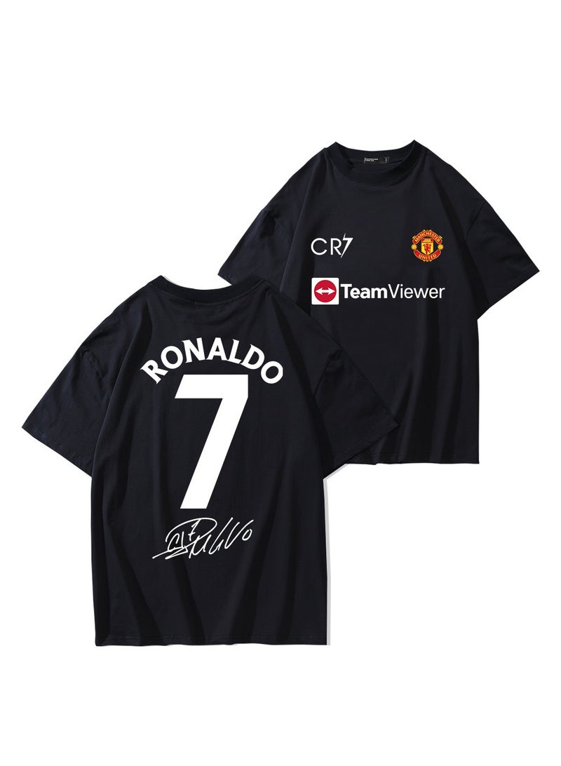 general Football Ronaldo short-sleeved T-shirt men and women summer couple double-sided printing loose tide brand clothes - Image 1