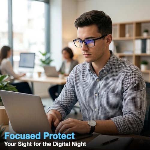 RAYBLOC UV Protection Glasses Blue Cut Blocking Harmful Rays Glasses for Men & Women Zero Power Computer Specs Eye Protection Lightweight Frame with Case & Cleaning Cloth (Black, Gloss) - Image 3