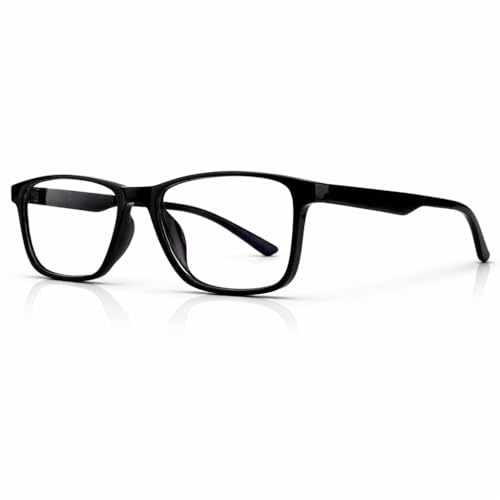 RAYBLOC UV Protection Glasses Blue Cut Blocking Harmful Rays Glasses for Men & Women Zero Power Computer Specs Eye Protection Lightweight Frame with Case & Cleaning Cloth (Black, Gloss) - Image 1