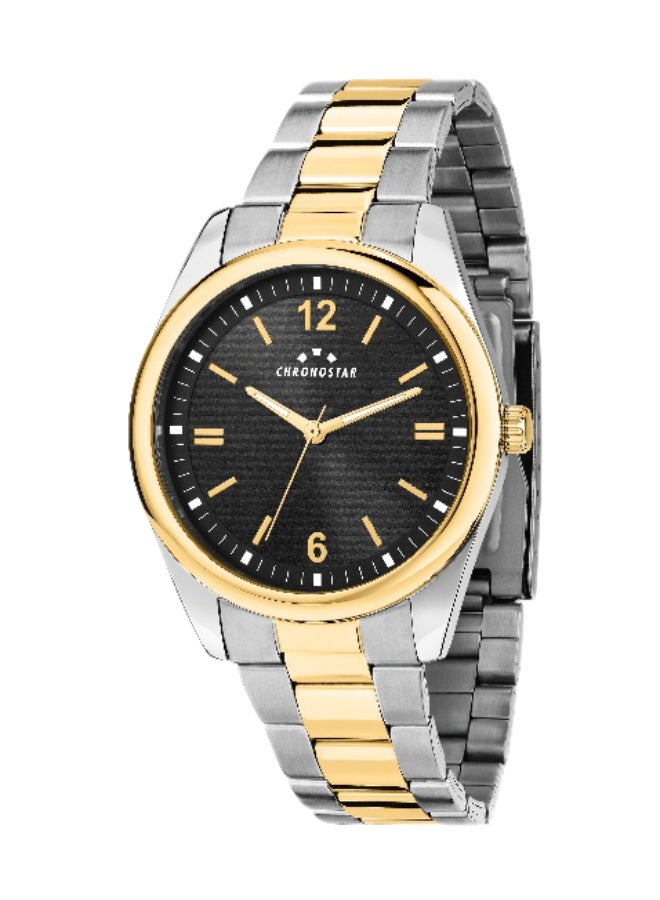 Chronostar Men's Black Round Analog Dial with Multicolour Stainless Steel Band Watch - 39mm - R3753316007 - Image 1