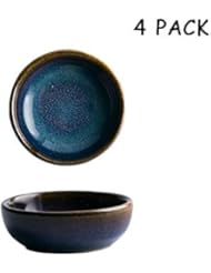Colias Wing Colias Wing 3" Vintage Blue with Brown Edge Stylish Design Multipurpose Porcelain Side Dish Bowl Seasoning Dishes Soy  - Image 1
