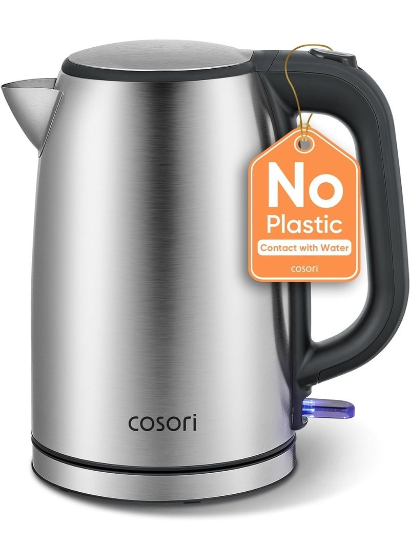COSORI Electric Kettle, Plastic-Free Interior, 2 Lid Opening Angles, Easy to Clean, Automatic Shut Off & Boil-Dry Protection, Stainless Steel Tea Kettle, Hot Water Boiler & Heater, 1.7L, 1500W - Image 1